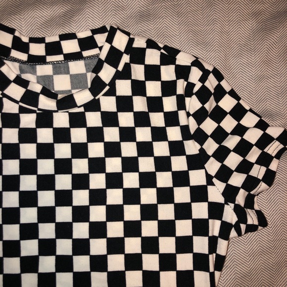 ZAFUL Black and White Checkered Bodysuit - Picture 2 of 2